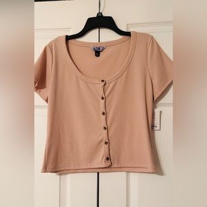 Vylette ribbed button down crop top